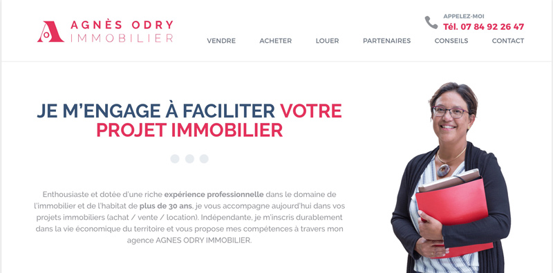 La page d’accueil du site Odry Immobilier à Nordheim en Alsace