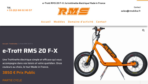 Création du site internet de RMS Bike : la trottinette électrique Made in France