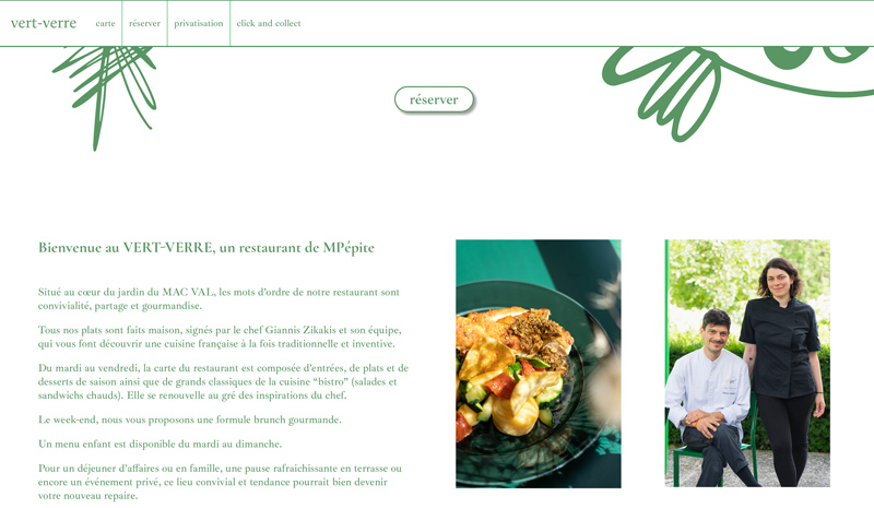 Création du site Restaurant Verre Vert du MAC VAL – Musée d’Art Contemporain du Val-de-Marne